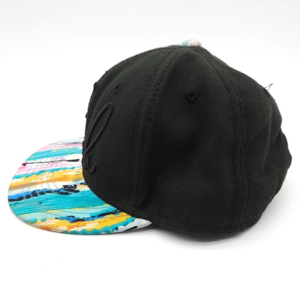 Neff Fresh Snapback Hat Embroidered Flat Bill Baseball Cap Paint Drip Wool Blend